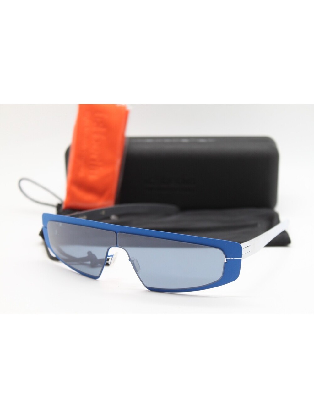 NEW IC! BERLIN LASER ULTRA BLUE SILVER AUTHENTIC SUNGLASSES W/CASE 64-02